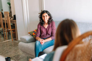 Person in meditative therapy with their therapist